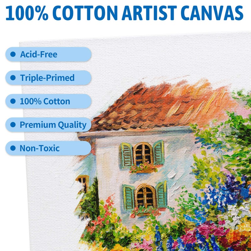 FIXSMITH Canvas Boards for Painting 9x12 Inch, Super Value 12 Pack White Blank Canvas Panels, 100% Cotton Primed, Painting Art Supplies for Professionals, Hobby Painters, Students & Kids - Image 4